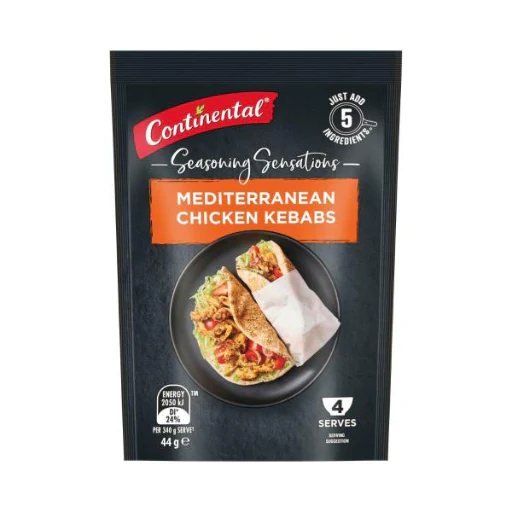 CONTINENTAL RECIPE BASE MED CHICKEN KEBABS 44G