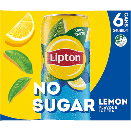 LIPTON ICE TEA NO SUGAR LEMON 240ML 6PK
